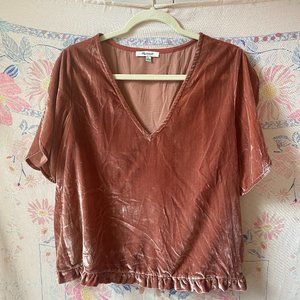 Crushed Velvet Burnt Orange Short Sleeve Madewell Top